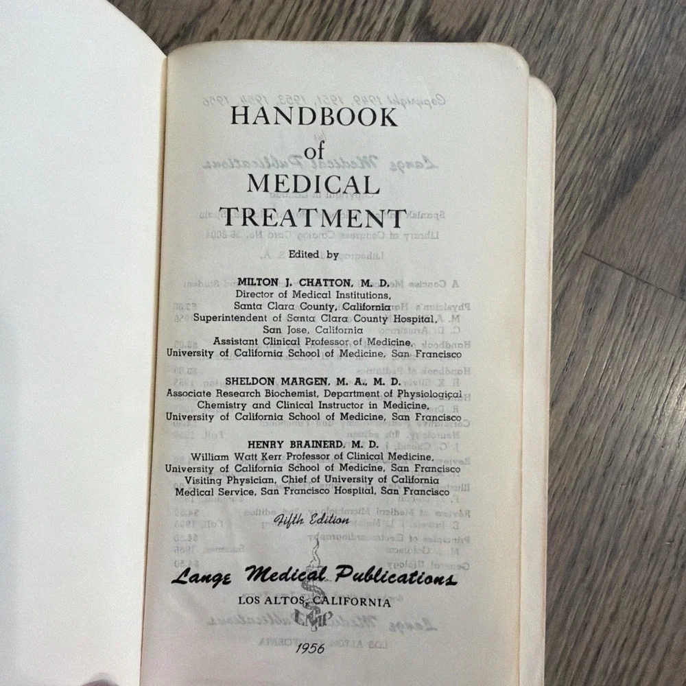 Handbook of Medical Treatment 5th Edition Chatton Margin Brainerd Vtg 1956